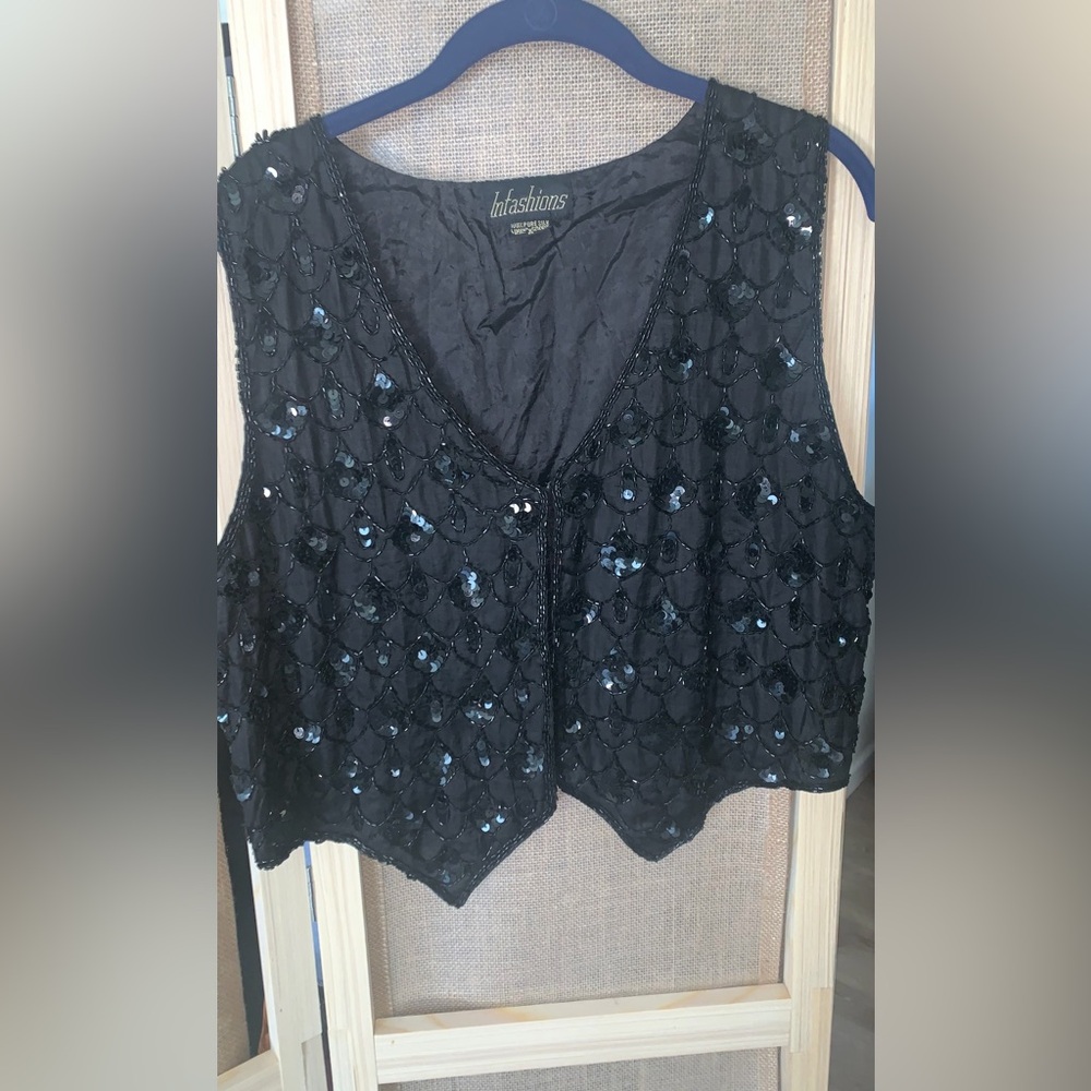Vintage America Black Sequin Vest